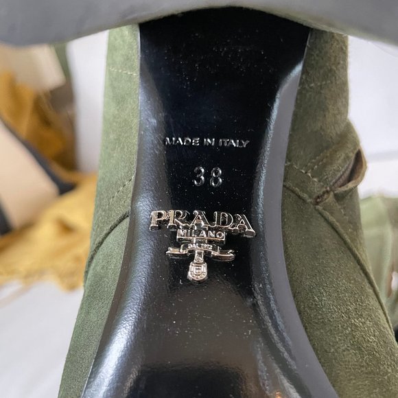 Prada Military Green Suede Lace-up Ankle Booties - Picture 6 of 6